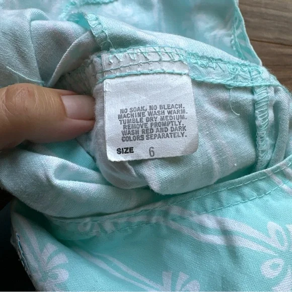 Vintage OshKosh B'Gosh Overalls Girls Size 6 Bow Ribbon Teal Vestbak Rare